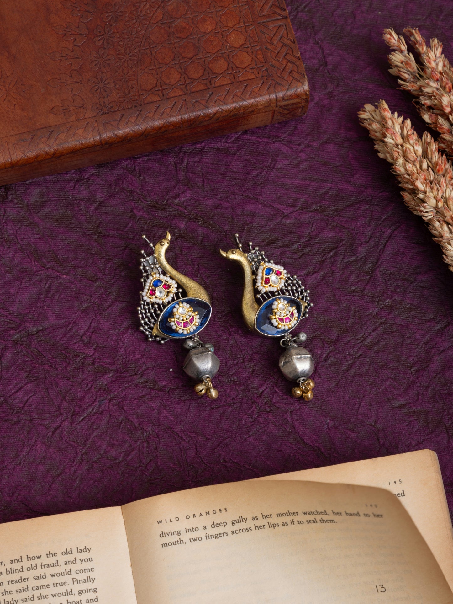 Morvini fusion kundan earrings