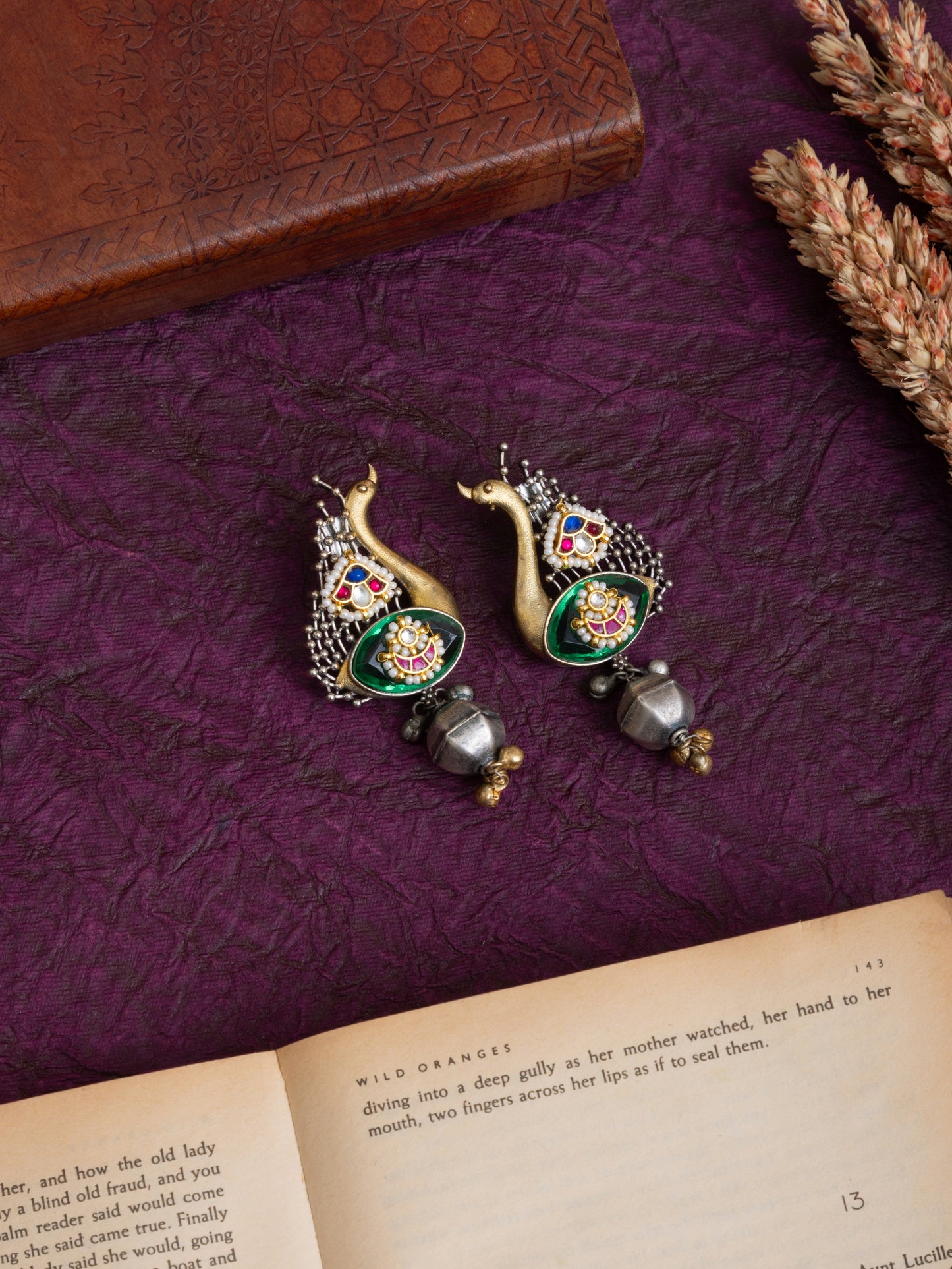 Morvini fusion kundan earrings