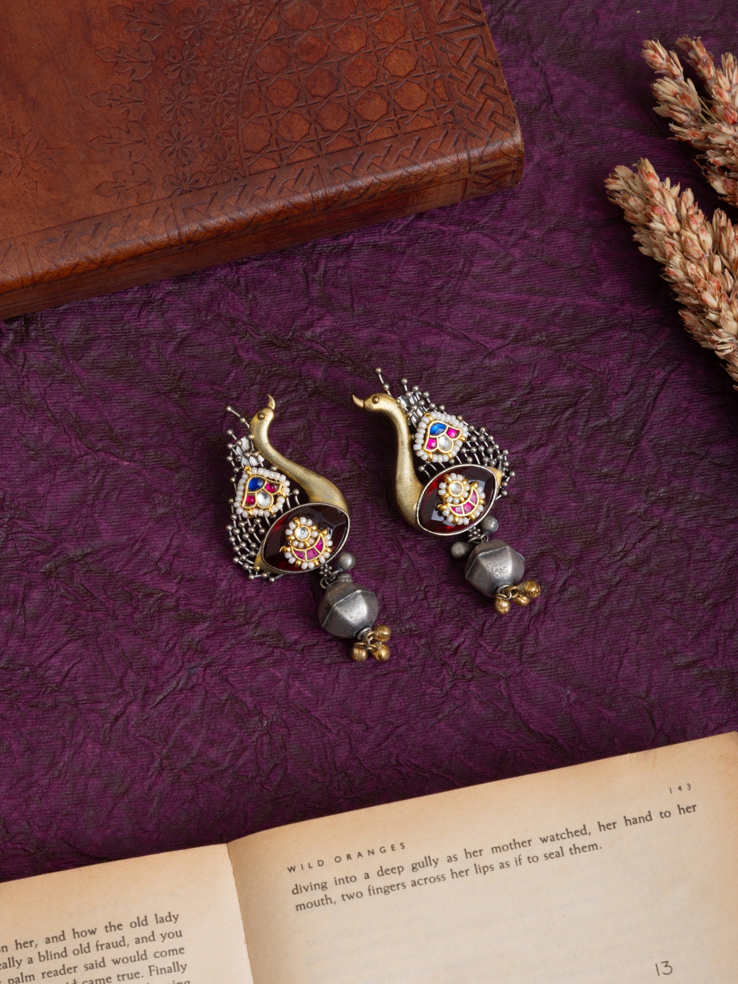 Morvini fusion kundan earrings