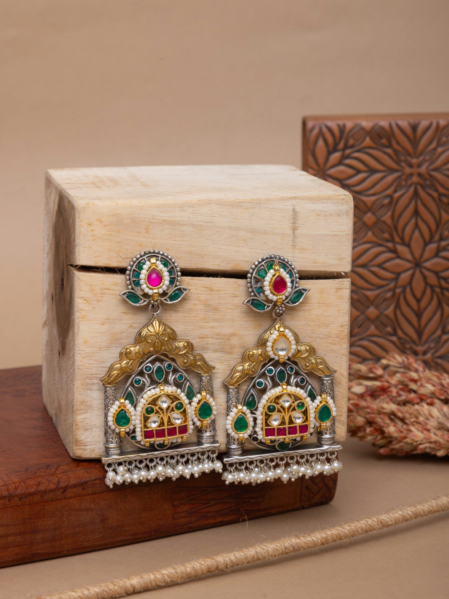Sheesh Mahal kundan earrings