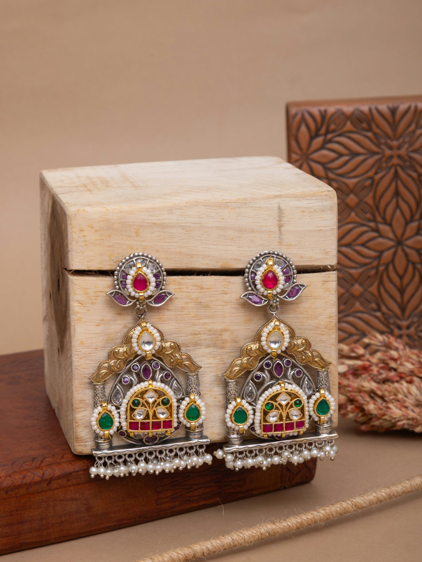 Sheesh Mahal kundan earrings