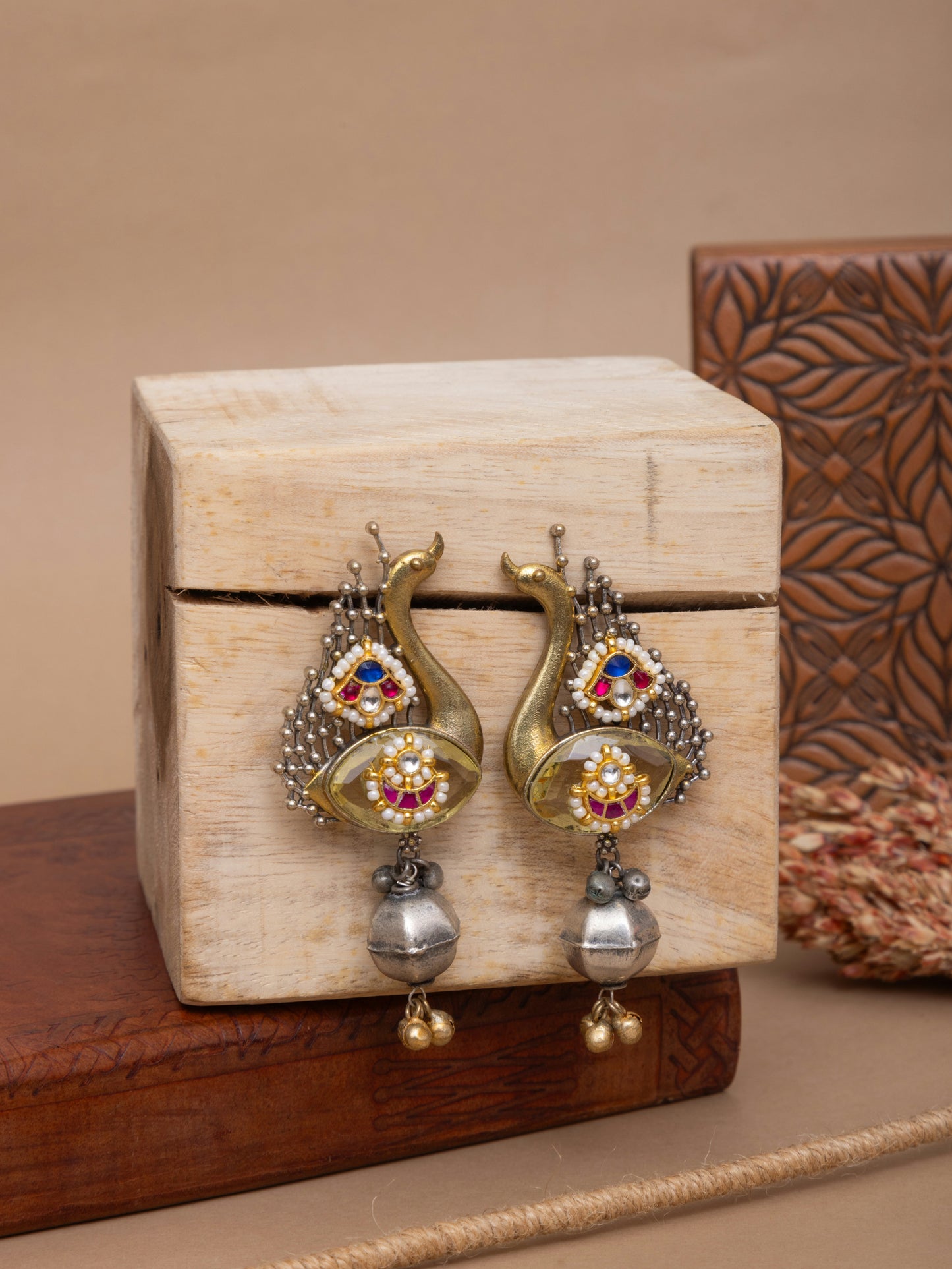 Morvini fusion kundan earrings
