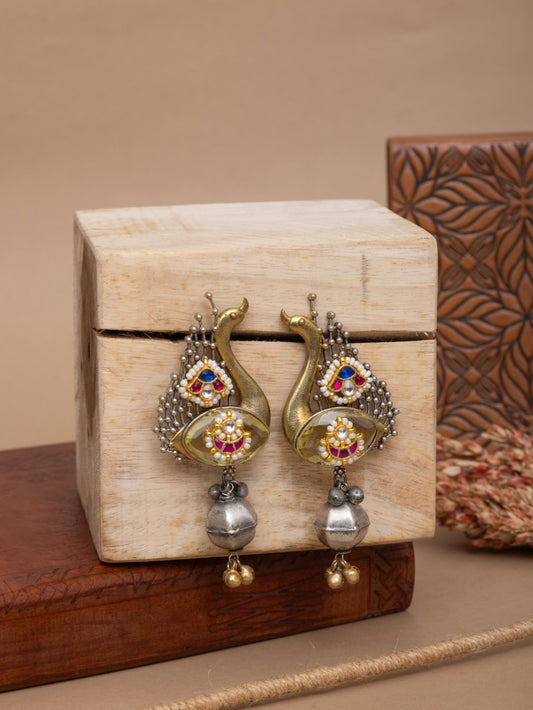 Morvini fusion kundan earrings