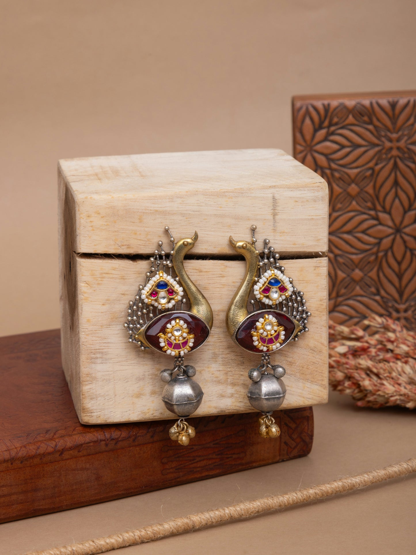 Morvini fusion kundan earrings