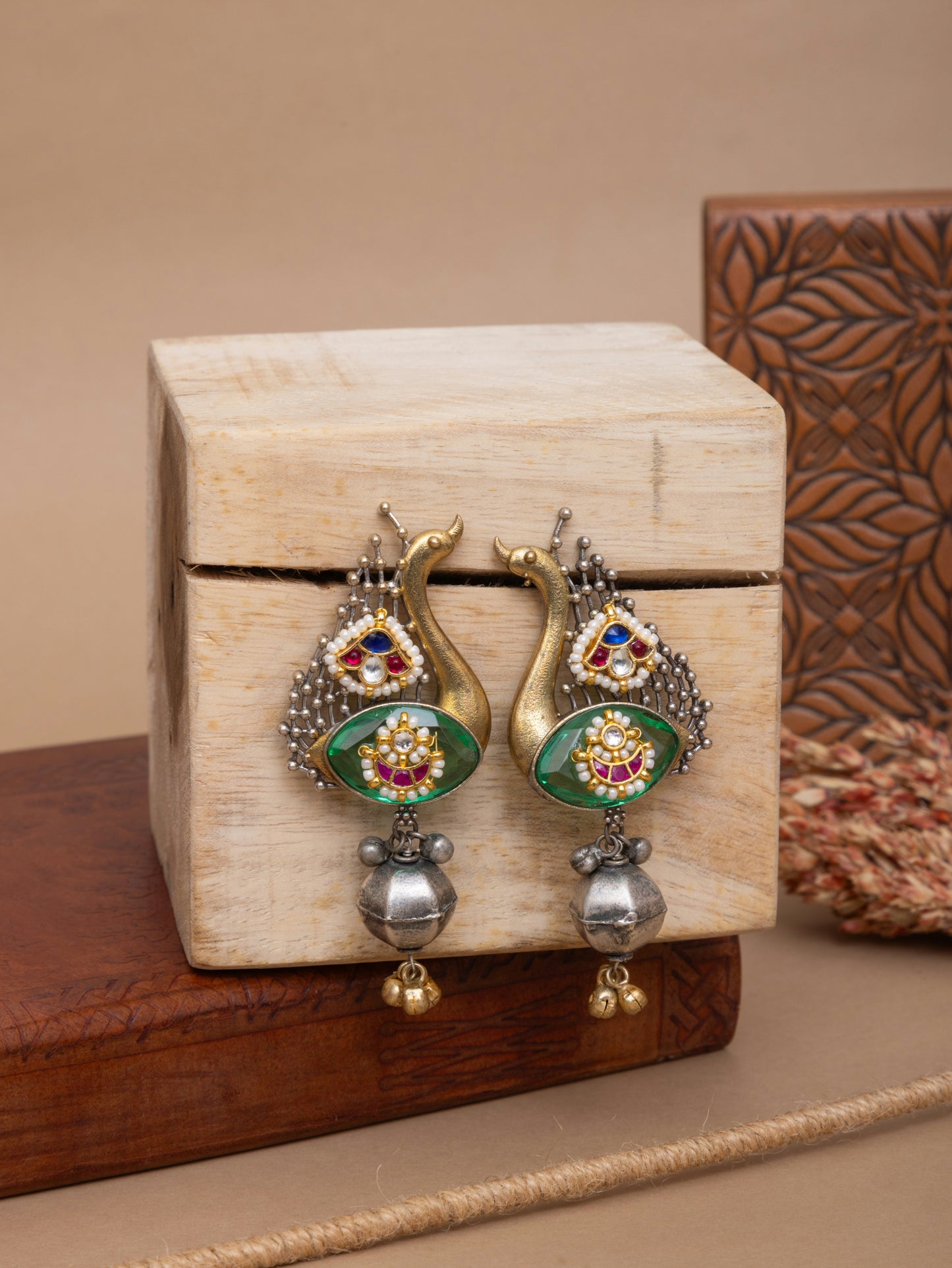 Morvini fusion kundan earrings