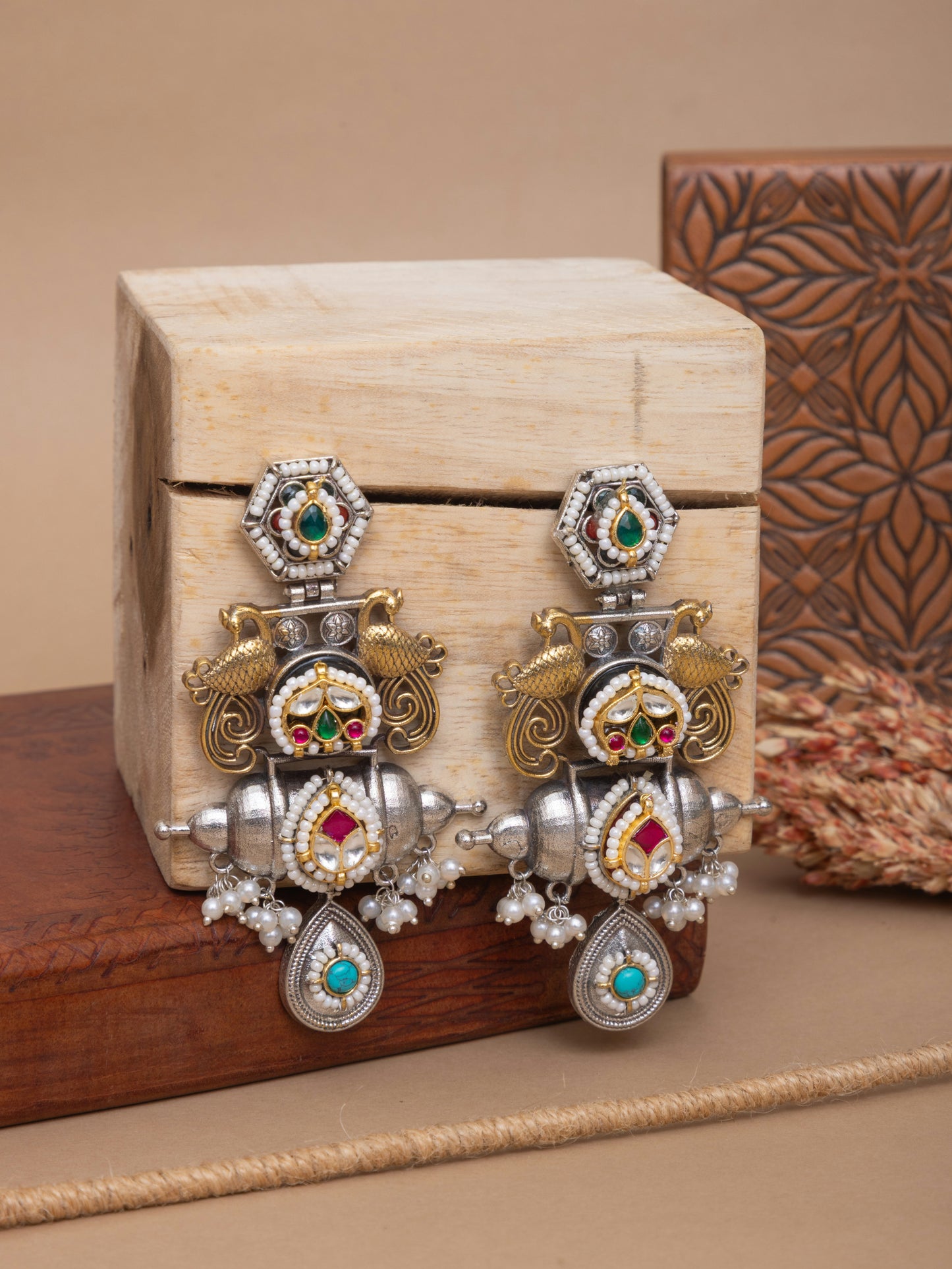 Hemrani fusion kundan earrings
