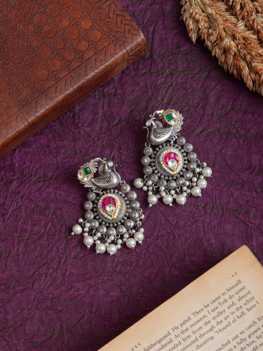 Suvarna Pachi kundan bird chandbali