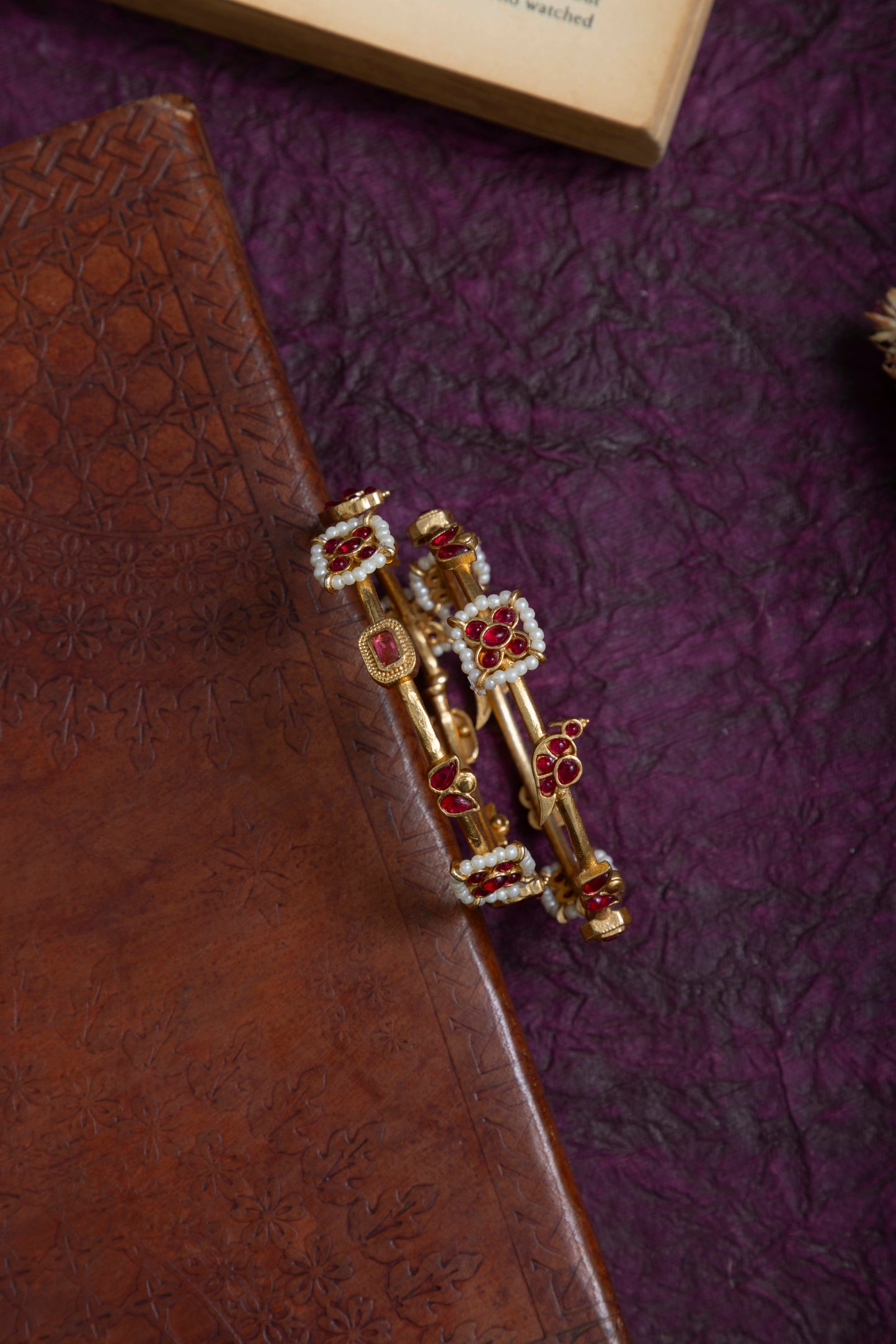 Prabha large size gold bangles pair