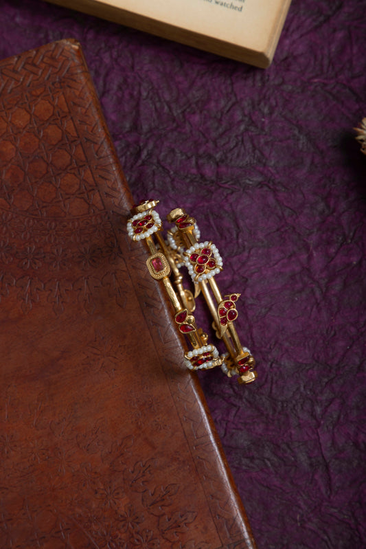 Prabha large size gold bangles pair