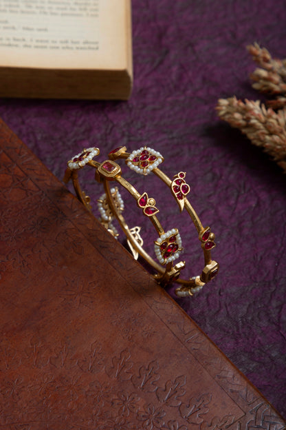 Prabha large size gold bangles pair