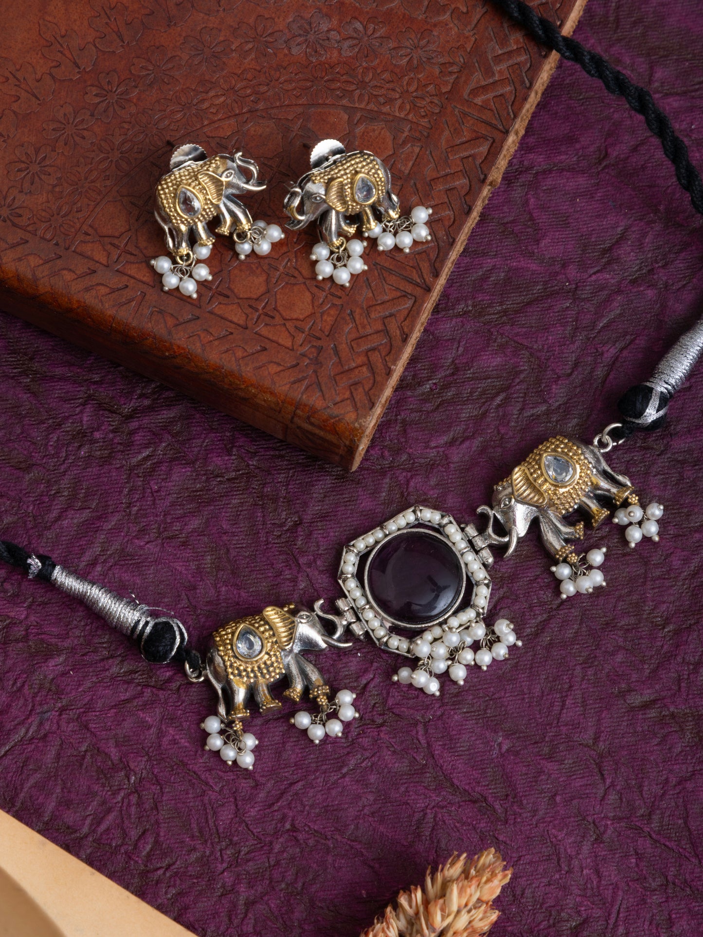 Minakshi fusion elephant choker