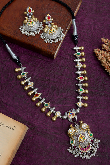 Cherry nandi pachi kundan necklace