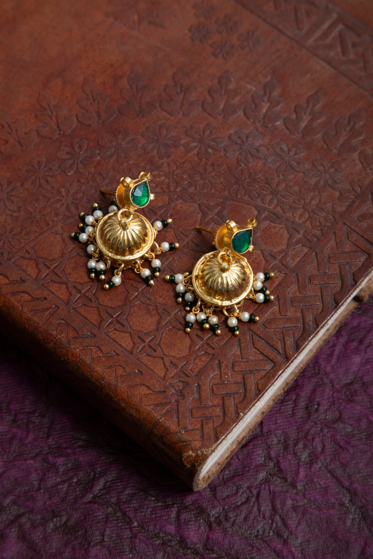 Shibani pachi kundan chain with jhumki