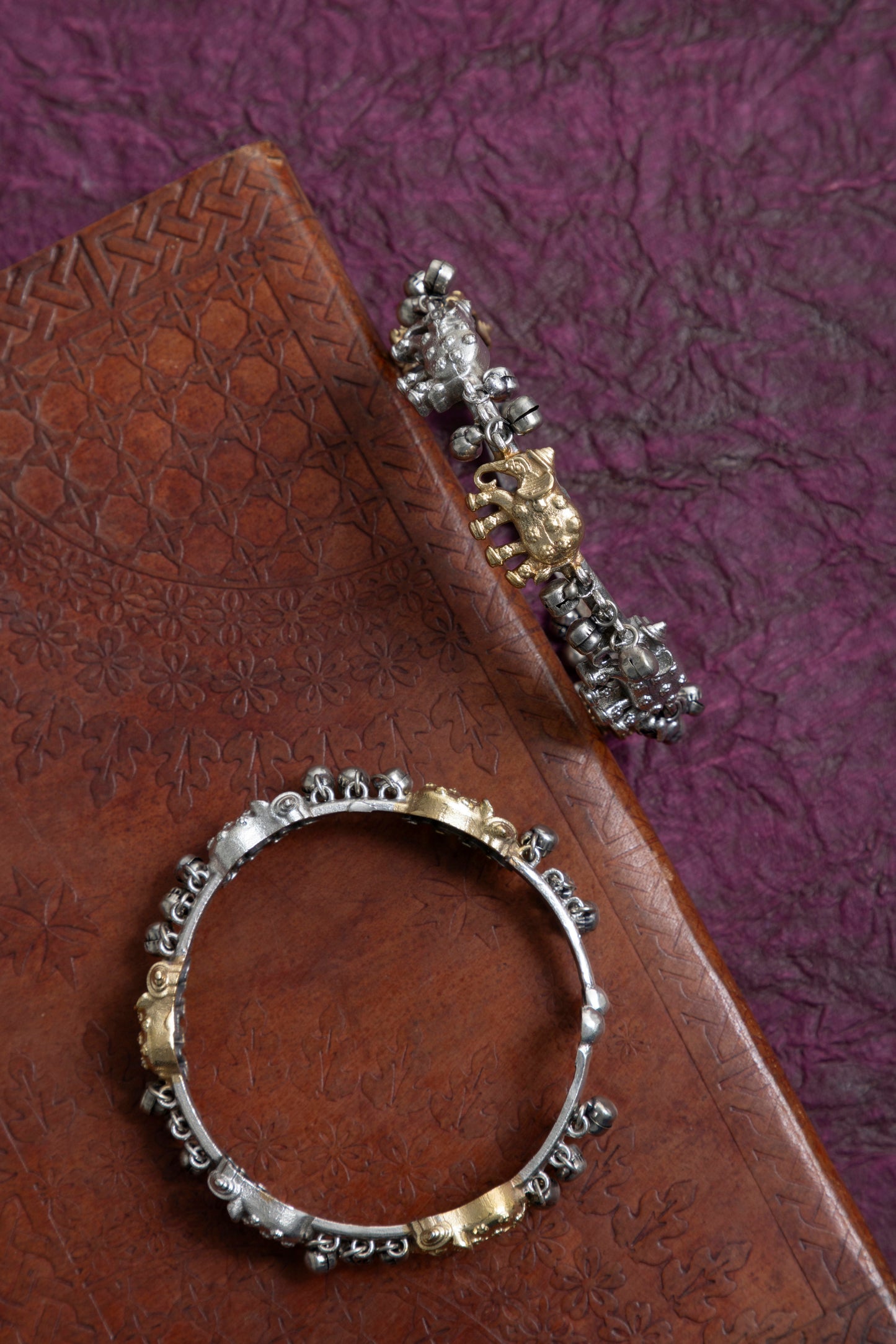 Elephant bangles adjustable pair