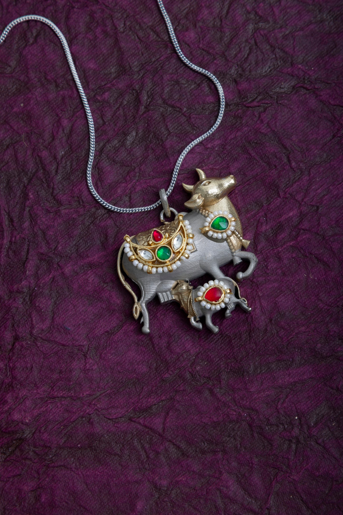 Pachi kundan nandi necklace