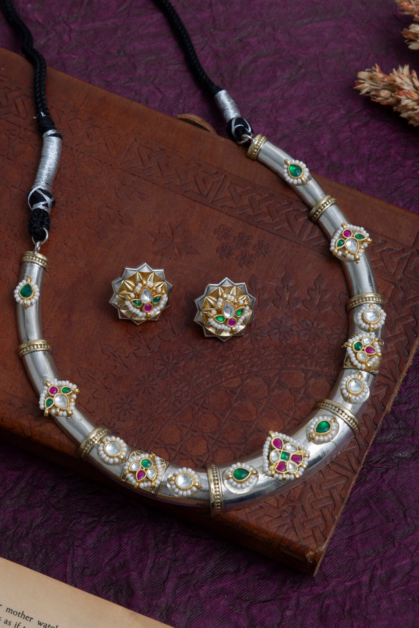Salma dual tone kundan hasli