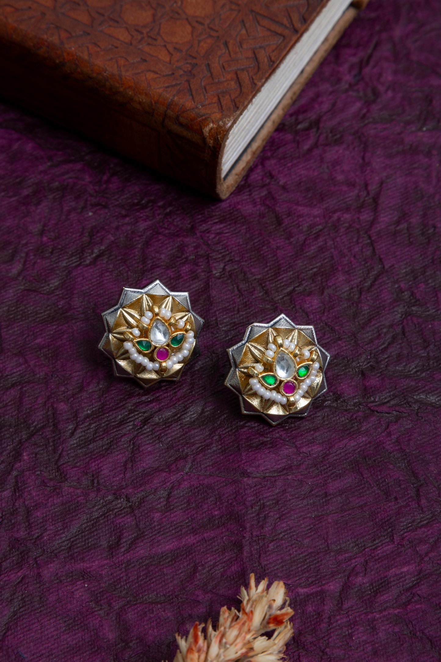 Khushi two tone fusion pachi kundan studs