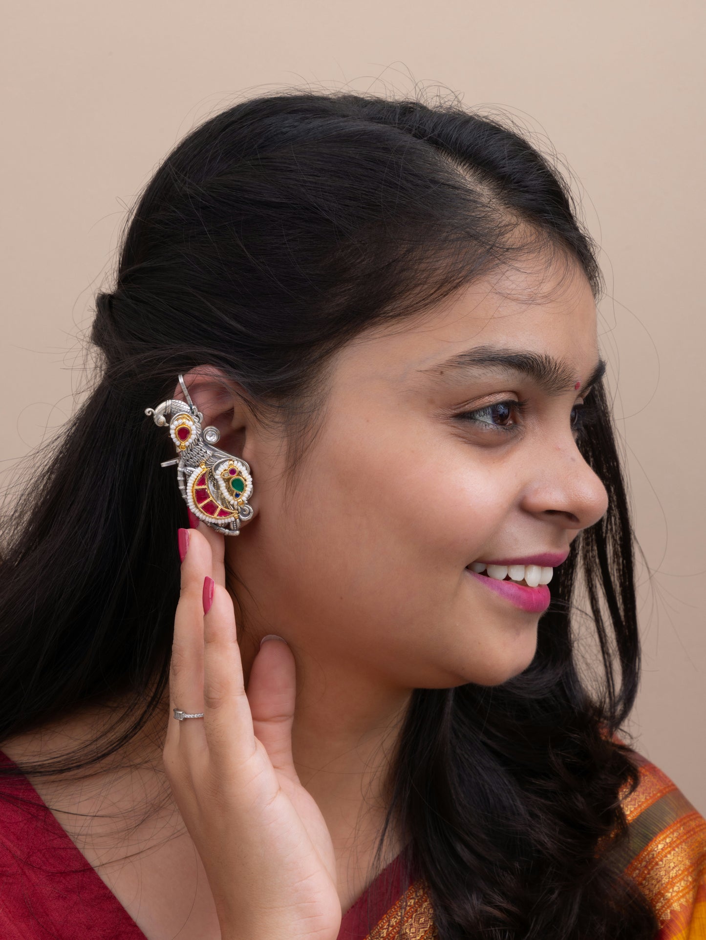 Shatranji kundan earcuffs