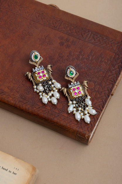 Bawri pachi kundan Peacock necklace