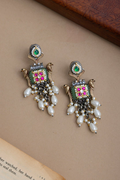 Bawri pachi kundan Peacock necklace