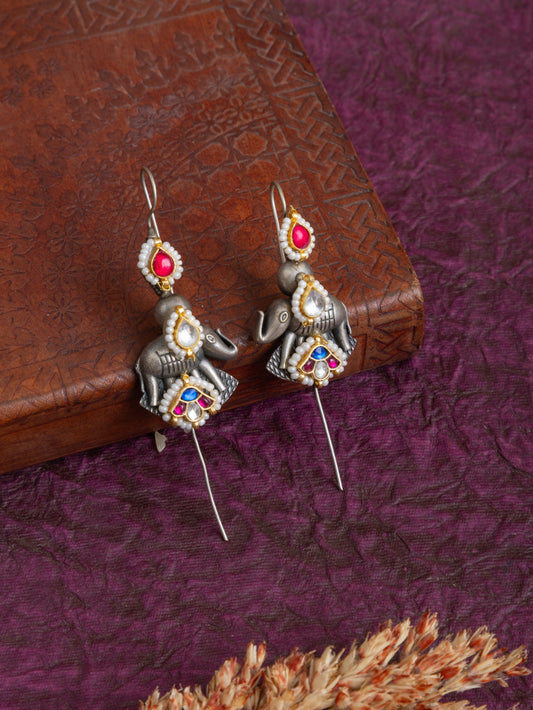Manali elephant needle kundan earcuffs