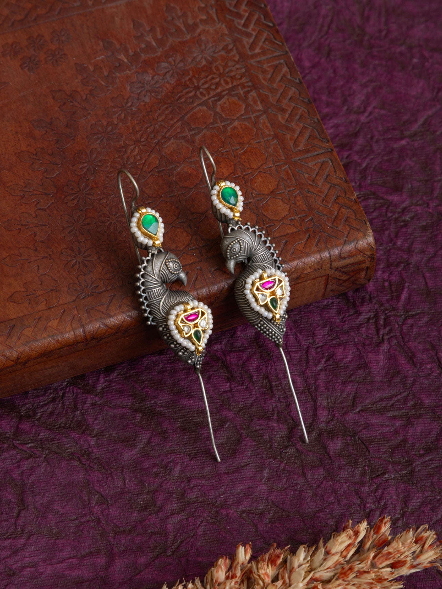 Chandri parrot needle kundan earcuff