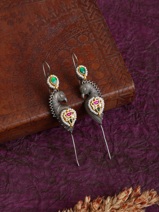 Chandri parrot needle kundan earcuff