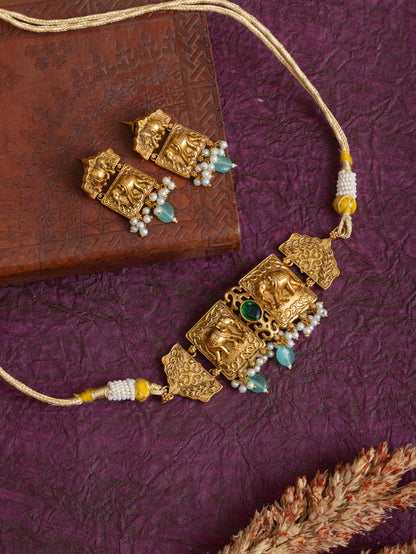 Sneha gold elephant choker