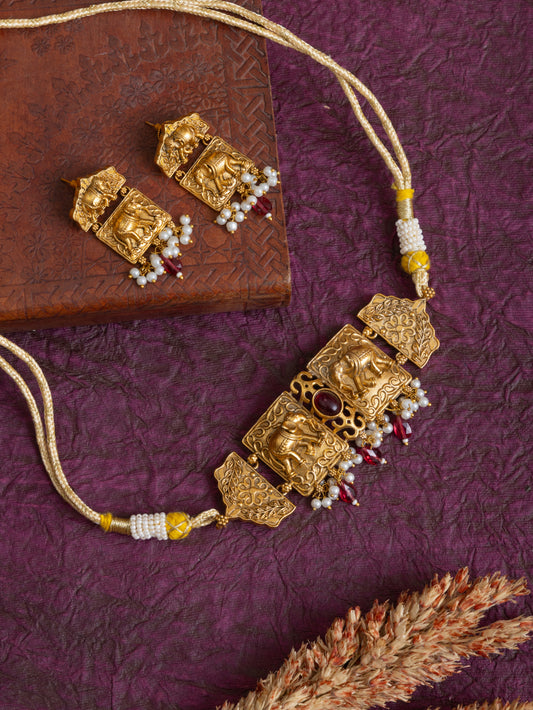 Sneha gold elephant choker