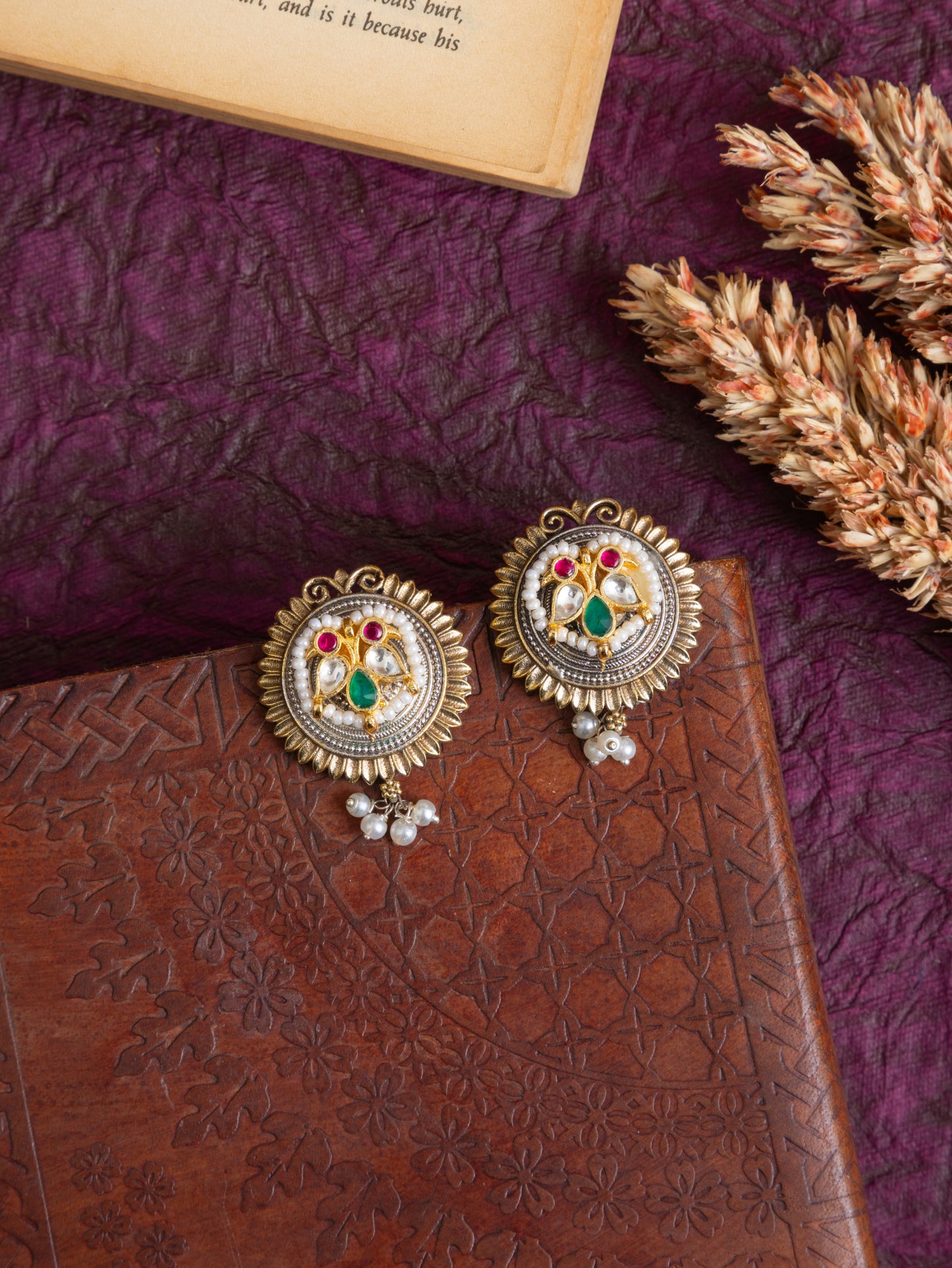 Blush pachi kundan studs