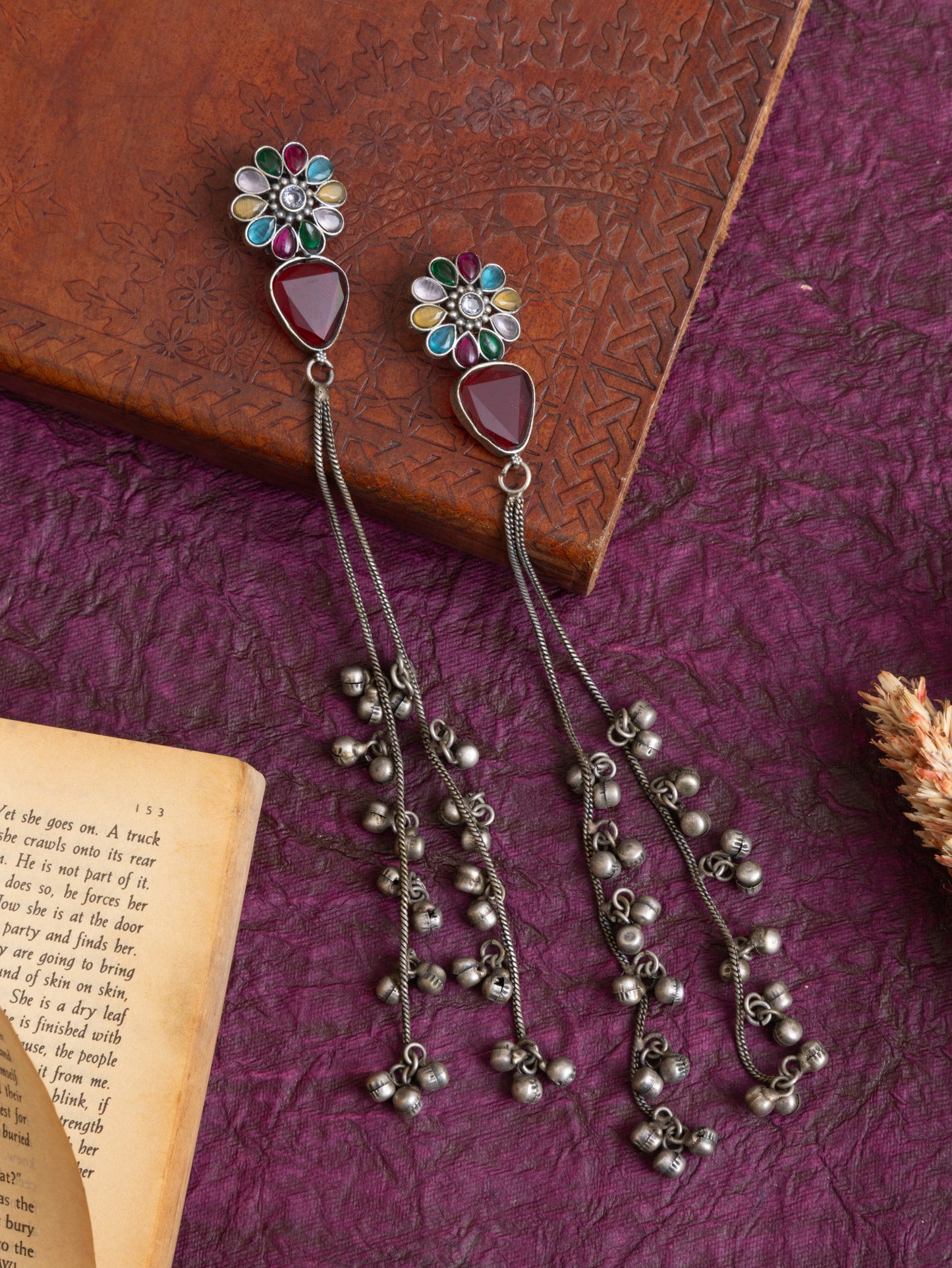 Mevanshi silver kashmiri earrings