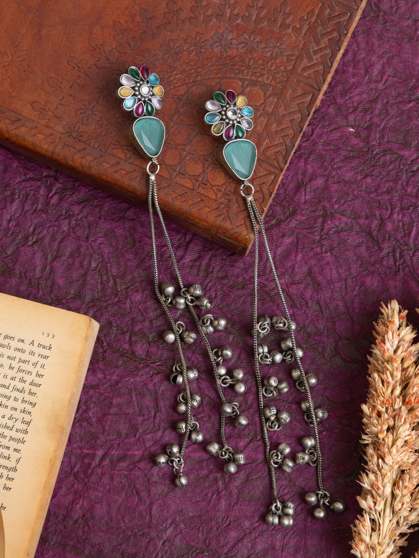 Mevanshi silver kashmiri earrings