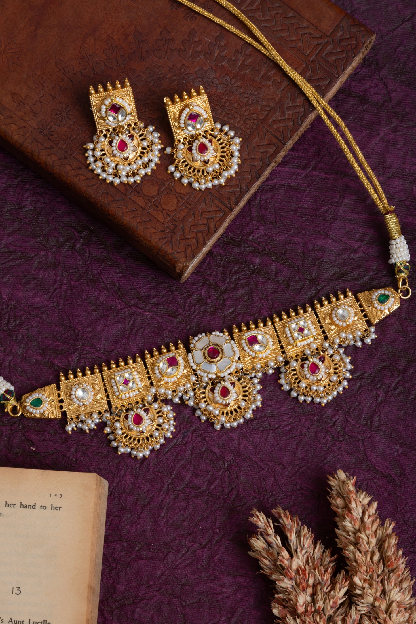 Gulab pachi kundan gold choker