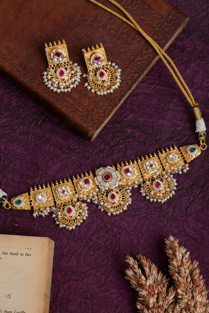 Gulab pachi kundan gold choker