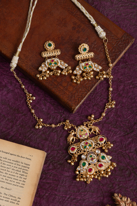 Jasmine pachi kundan gold necklace