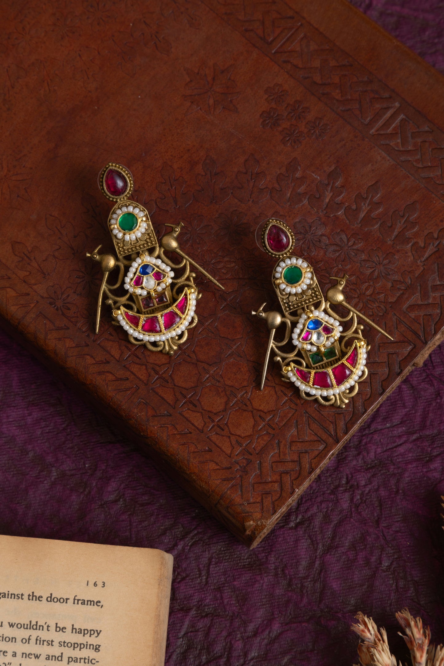 Panchi gold kundan earrings