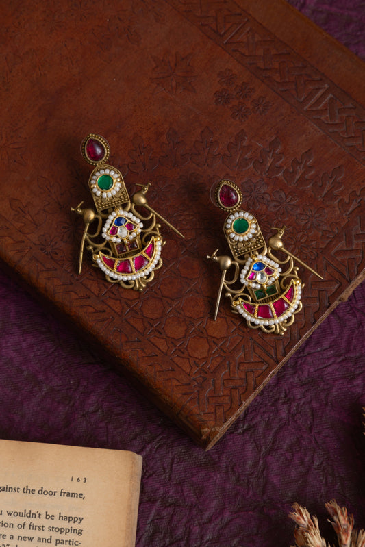 Panchi gold kundan earrings