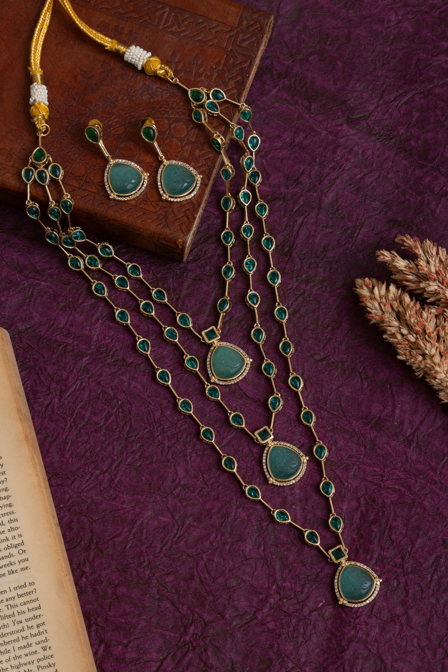 Cocktail Mossanite stone layered necklace