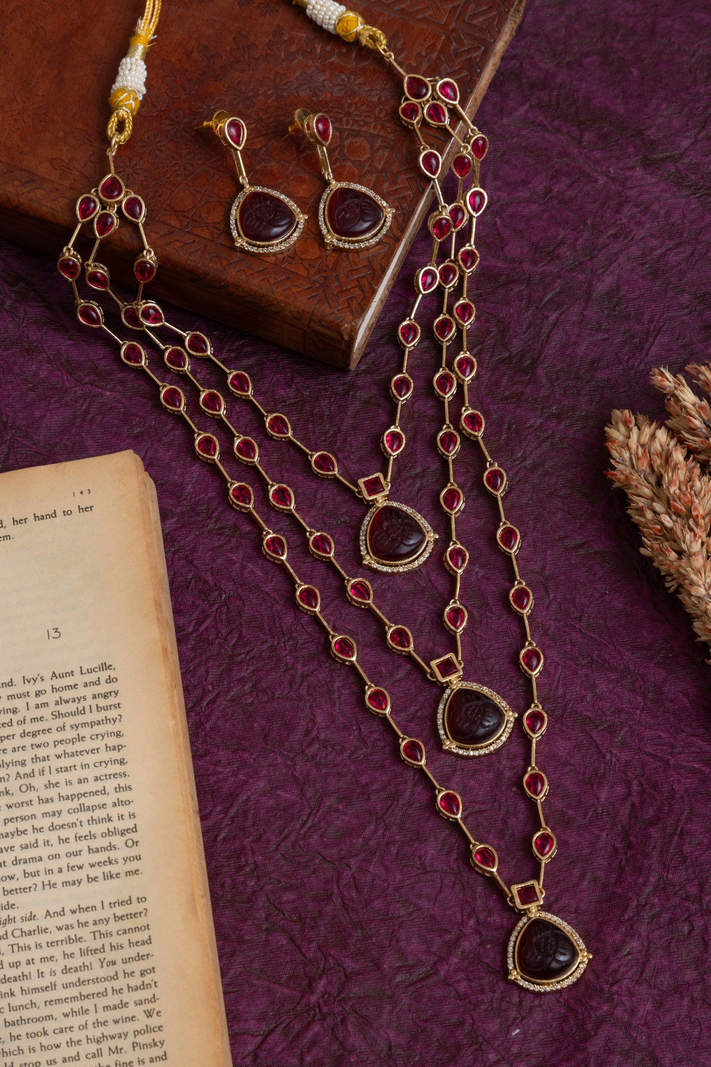 Cocktail Mossanite stone layered necklace