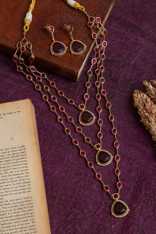 Cocktail Mossanite stone layered necklace