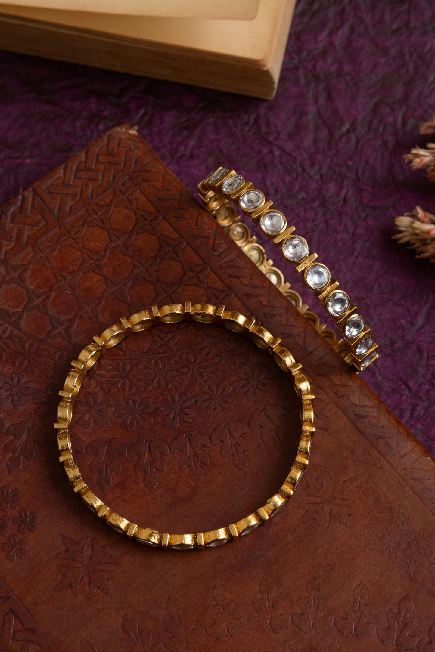 Rugaiya gold stone bangles pair