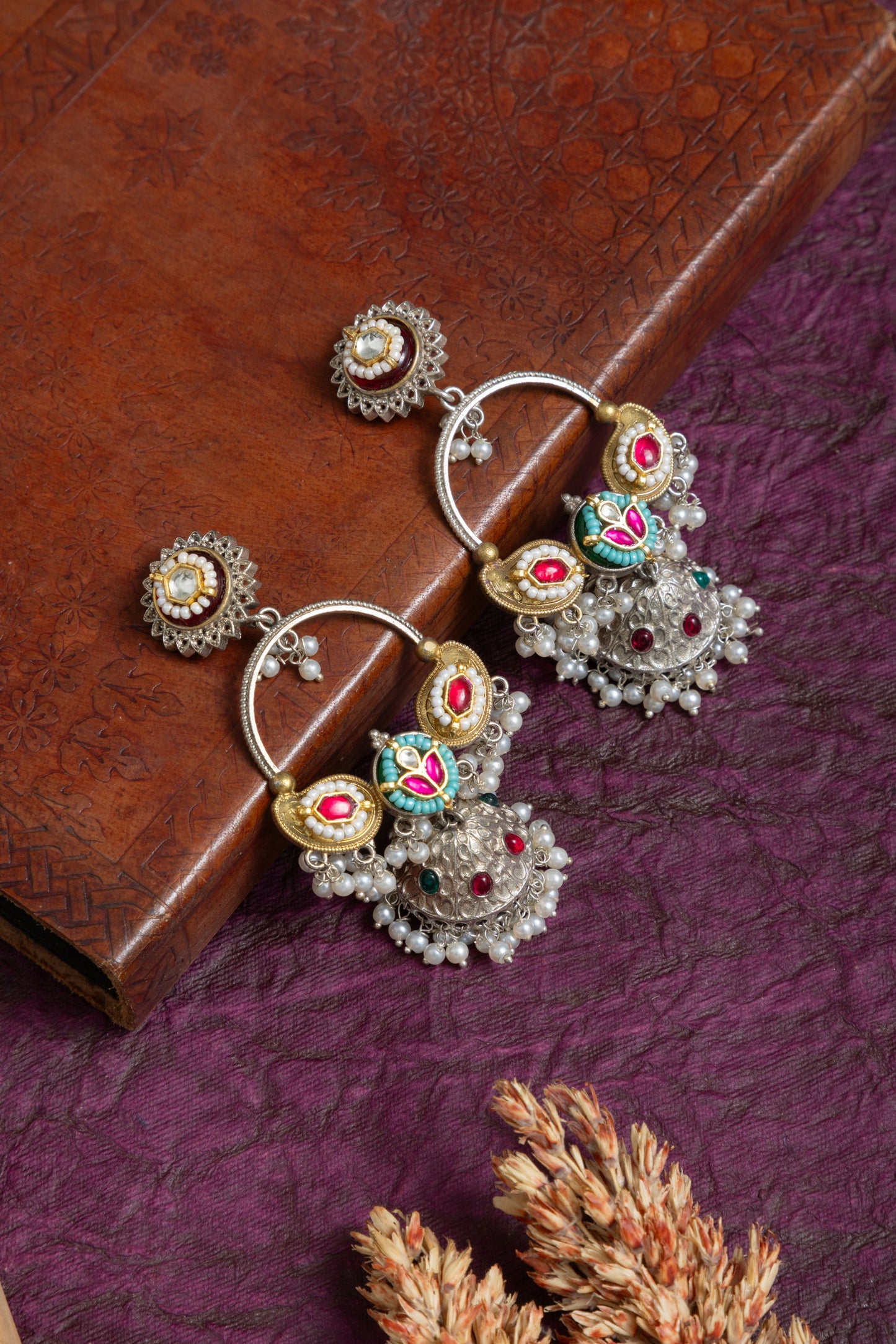 Devi pachi kundan jhumki chandbali
