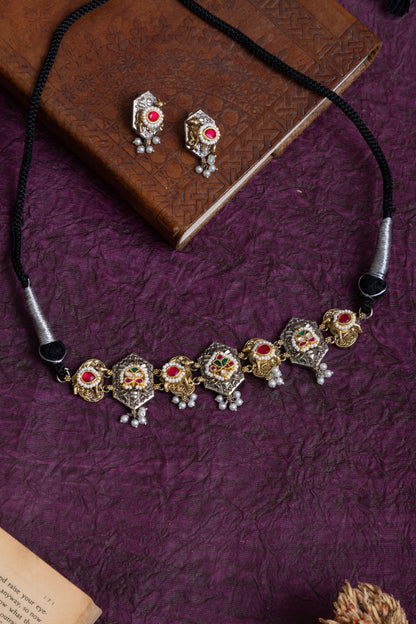 Papri two tone fusion nandi pachi kundan choker
