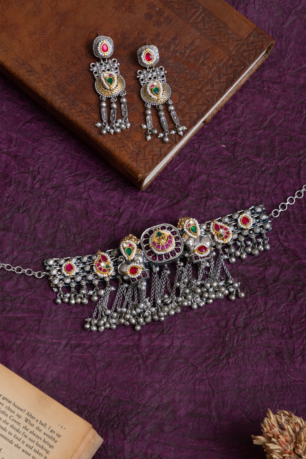 Ashok fusion silver pachi kundan kashmiri choker