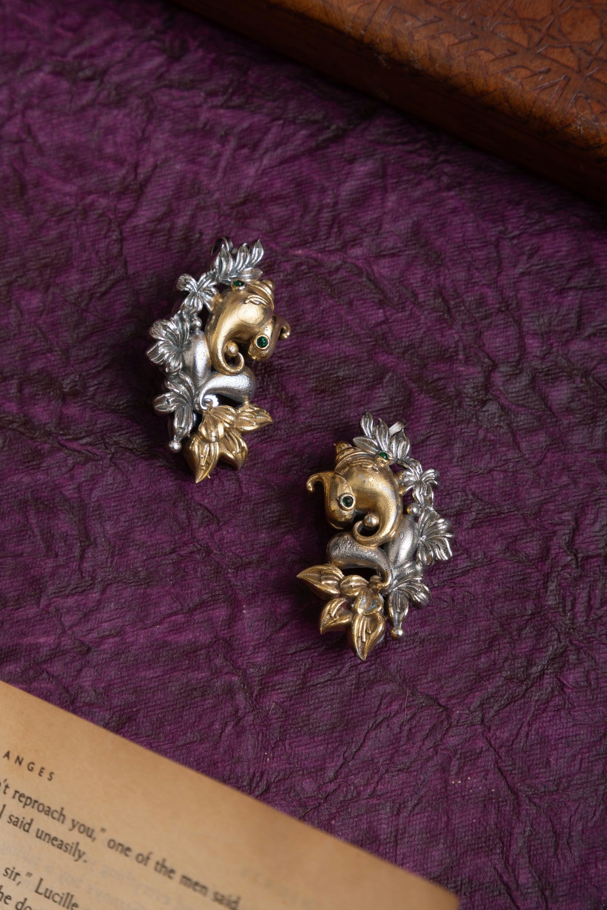 Ganesha two tone earcuffs