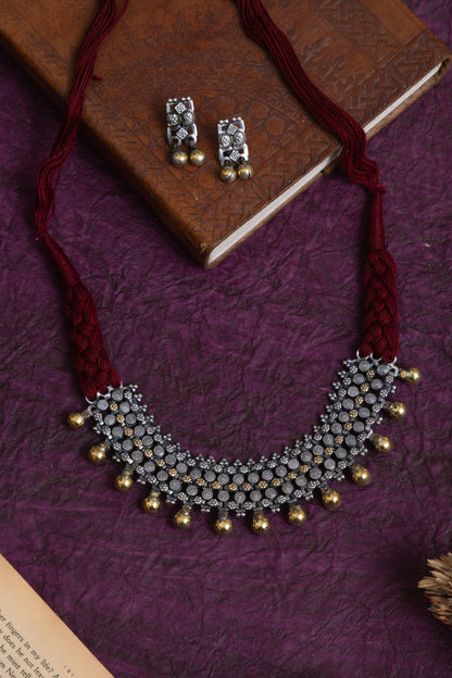 Vadhavo two tone Silver Lookalike kolhapuri choker