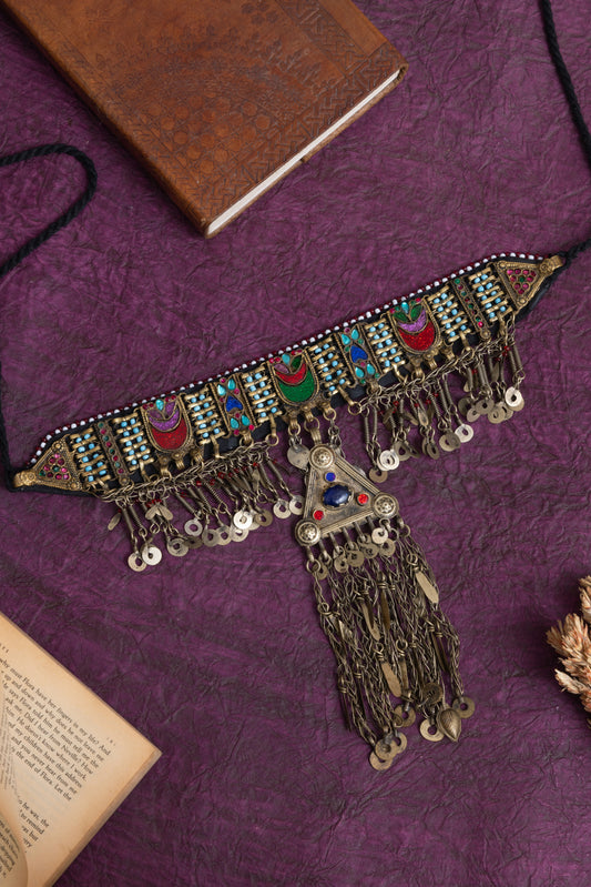 Afghani Vintage thread pendant choker