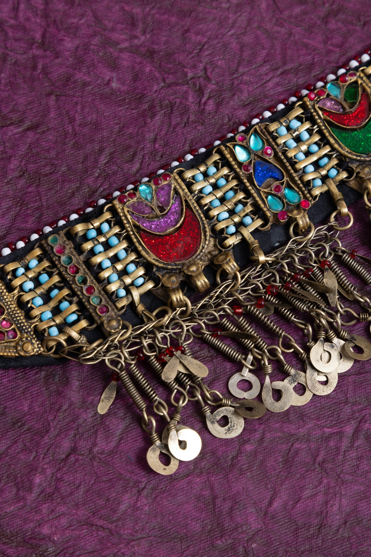 Afghani Vintage thread pendant choker