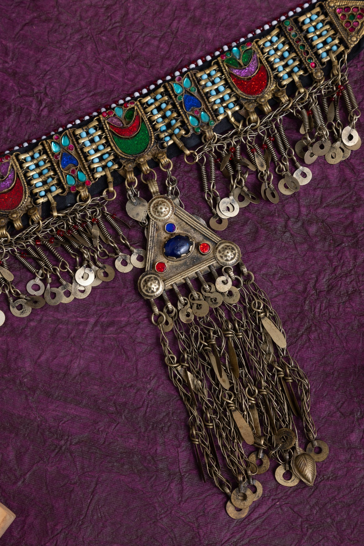 Afghani Vintage thread pendant choker