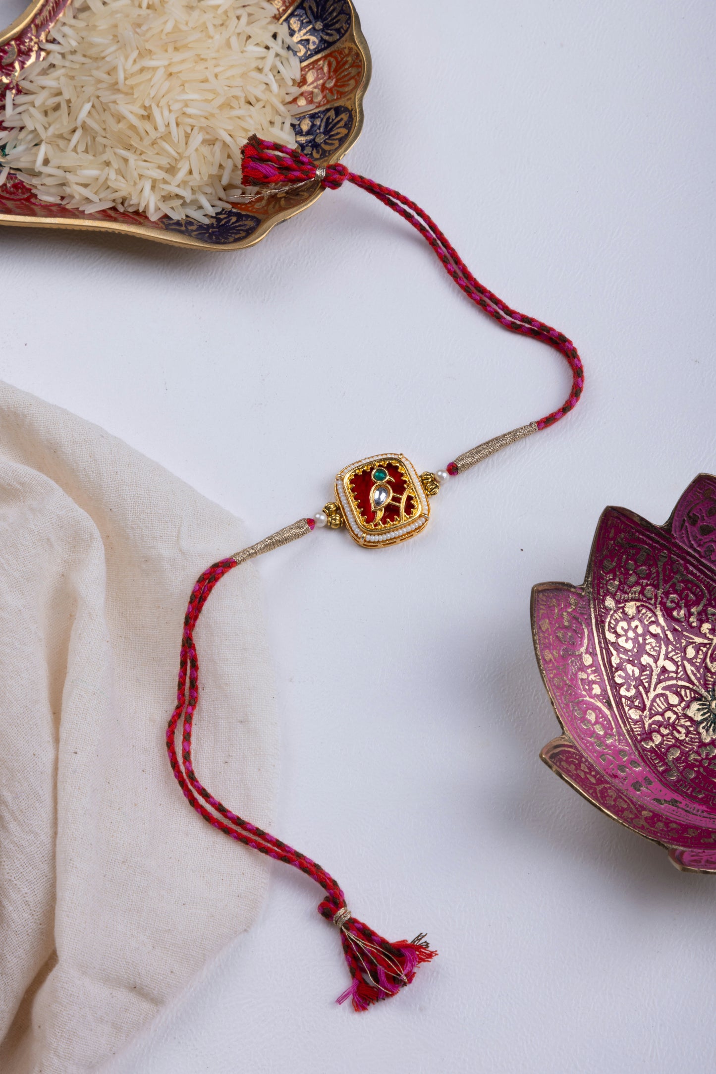 Meenakari kundan stone rakhi
